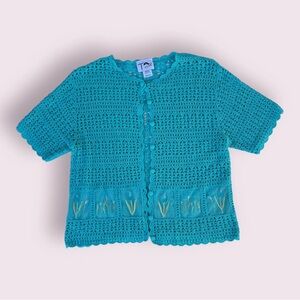 Y2K TEAL KNIT TOP